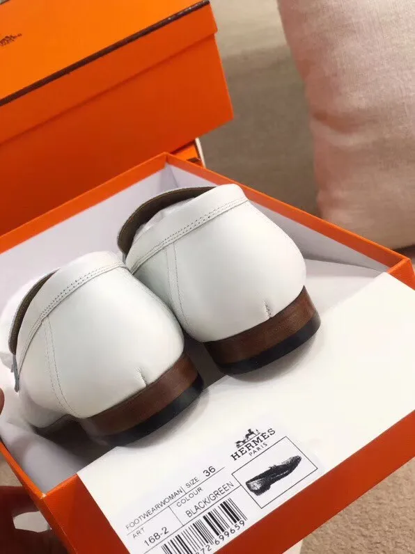 Hermes Women's Royal Loafers In White Calfksin - HM089 Hermes Women's Royal Loafers In White Calfksin