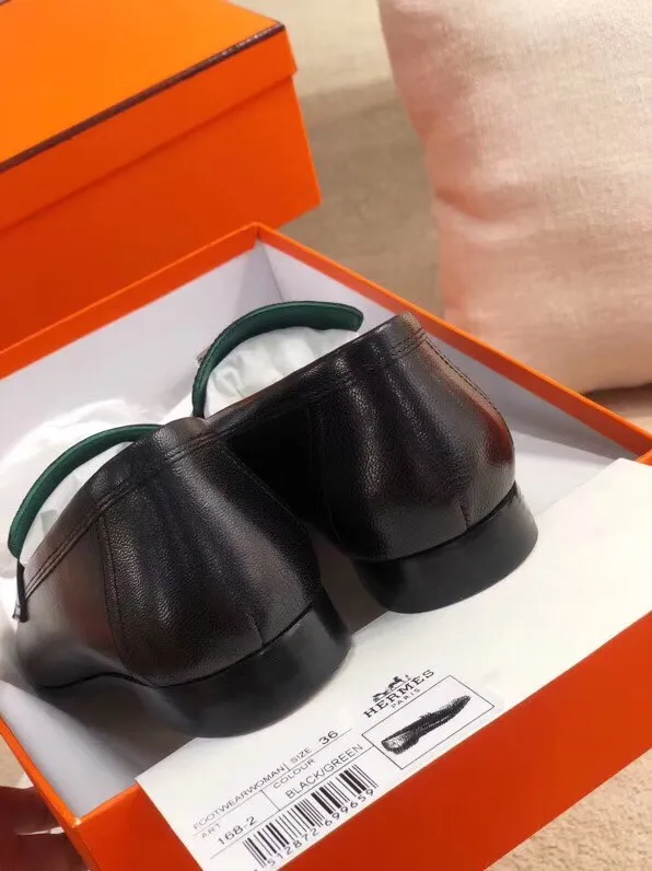 Hermes Women's Paris Loafers In Noir Goatskin - HM084 Hermes Women's Paris Loafers In Noir Goatskin