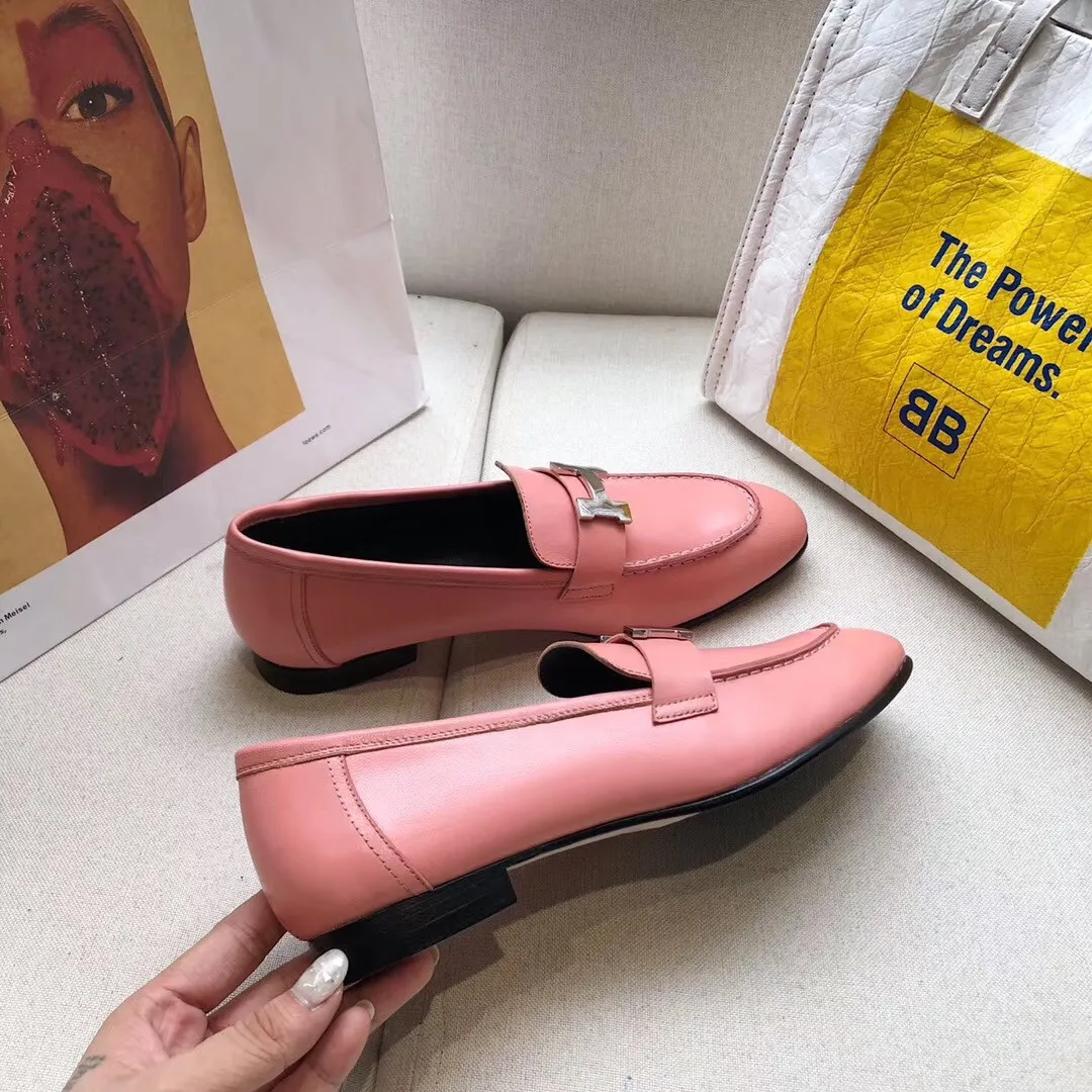 Hermes Women's Paris Loafers In Pink Goatskin - HM083 Hermes Women's Paris Loafers In Pink Goatskin