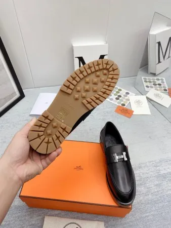 Hermes Women's Faubourg Loafers in Black Leather - HM076 Hermes Women's Faubourg Loafers in Black Leather