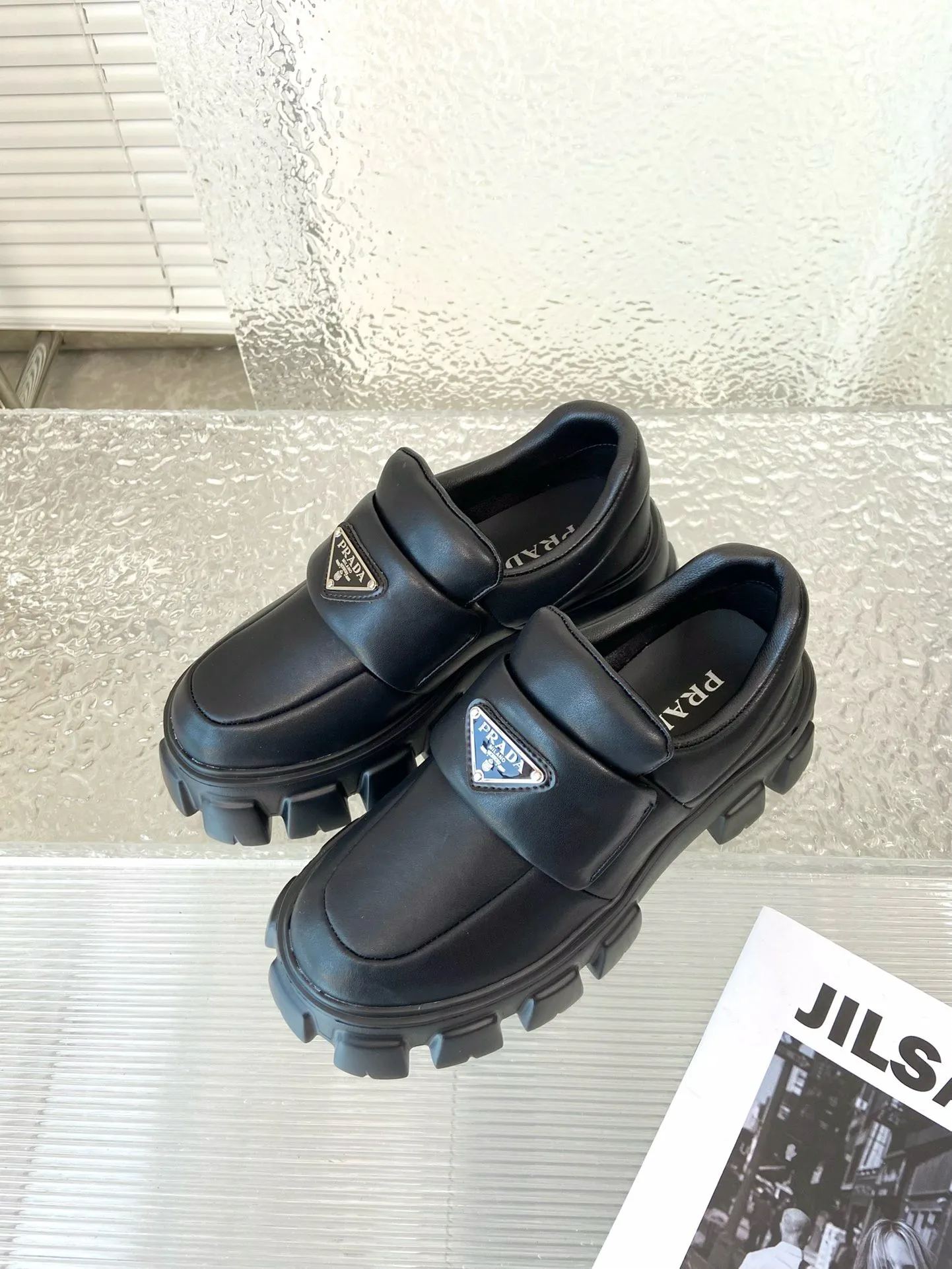 Prada Loafers in Black Soft Padded Nappa Leather - PRL008 Prada Loafers in Black Soft Padded Nappa Leather