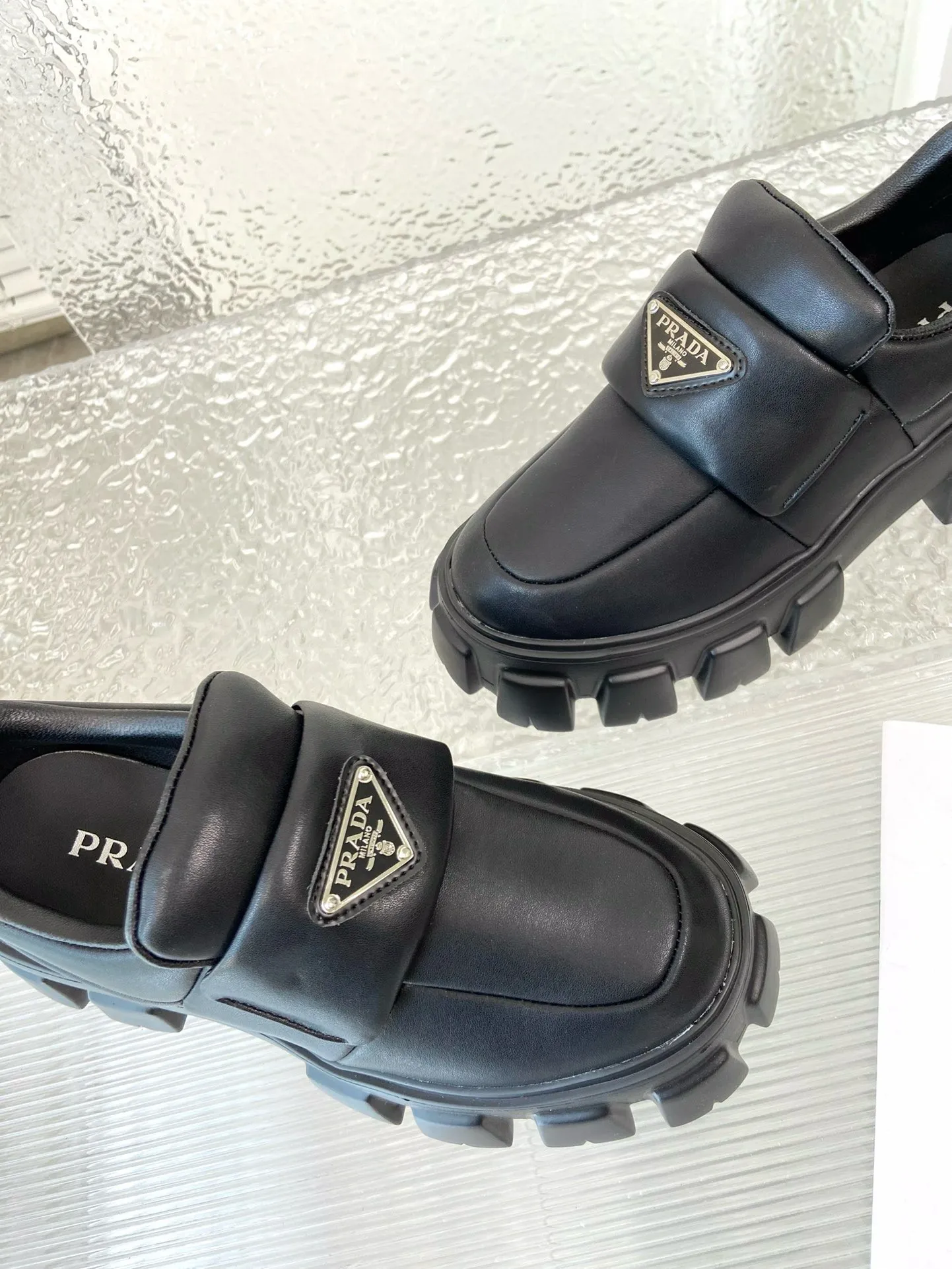 Prada Loafers in Black Soft Padded Nappa Leather - PRL008 Prada Loafers in Black Soft Padded Nappa Leather