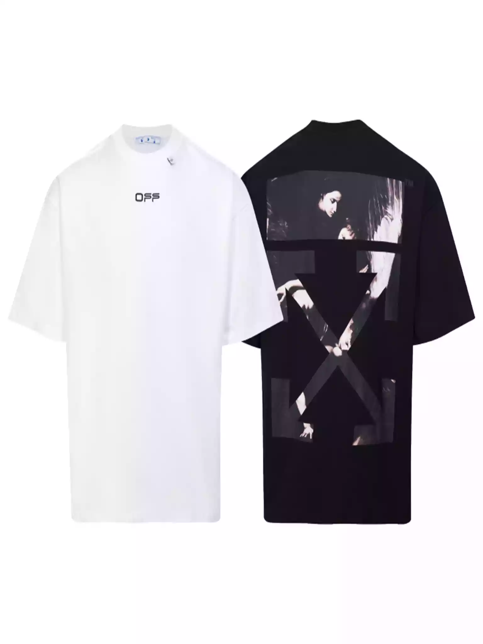 OFF-WHITE Caravaggio Arrow Short Sleeve Tee in Black & Multi - OWS003 OFF-WHITE Caravaggio Arrow Short Sleeve Tee in Black & Multi