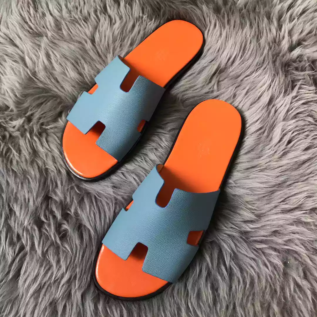 HERMES MEN'S IZMIR SANDALS IN BLUE EPSOM CALFSKIN - HMSD023