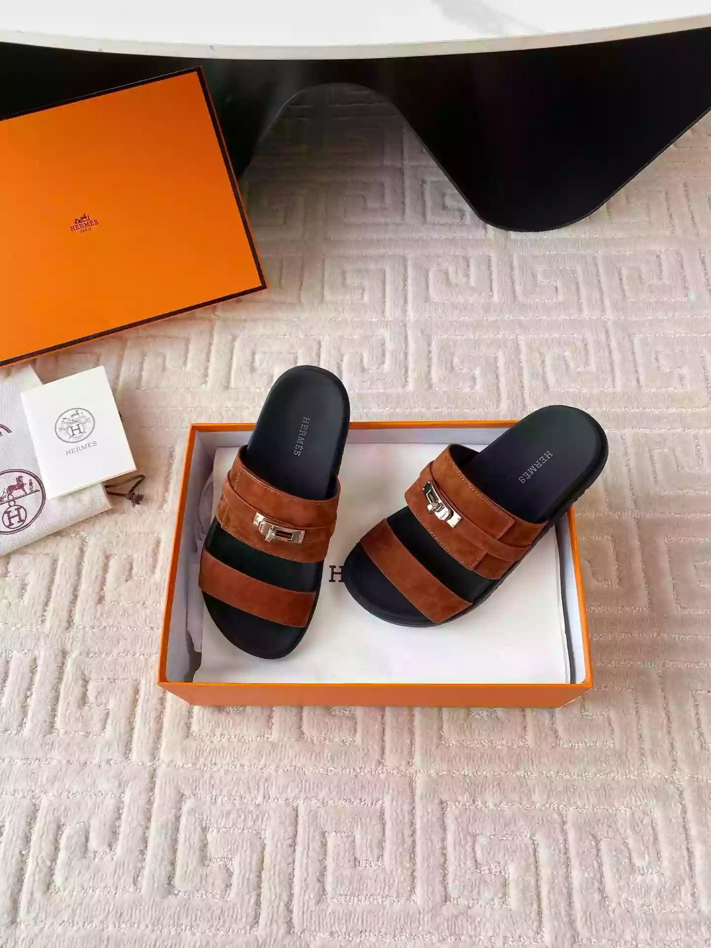 HERMES MEN'S JACKSON SANDAL IN BROWN SUEDE LEATHER - HMSD041