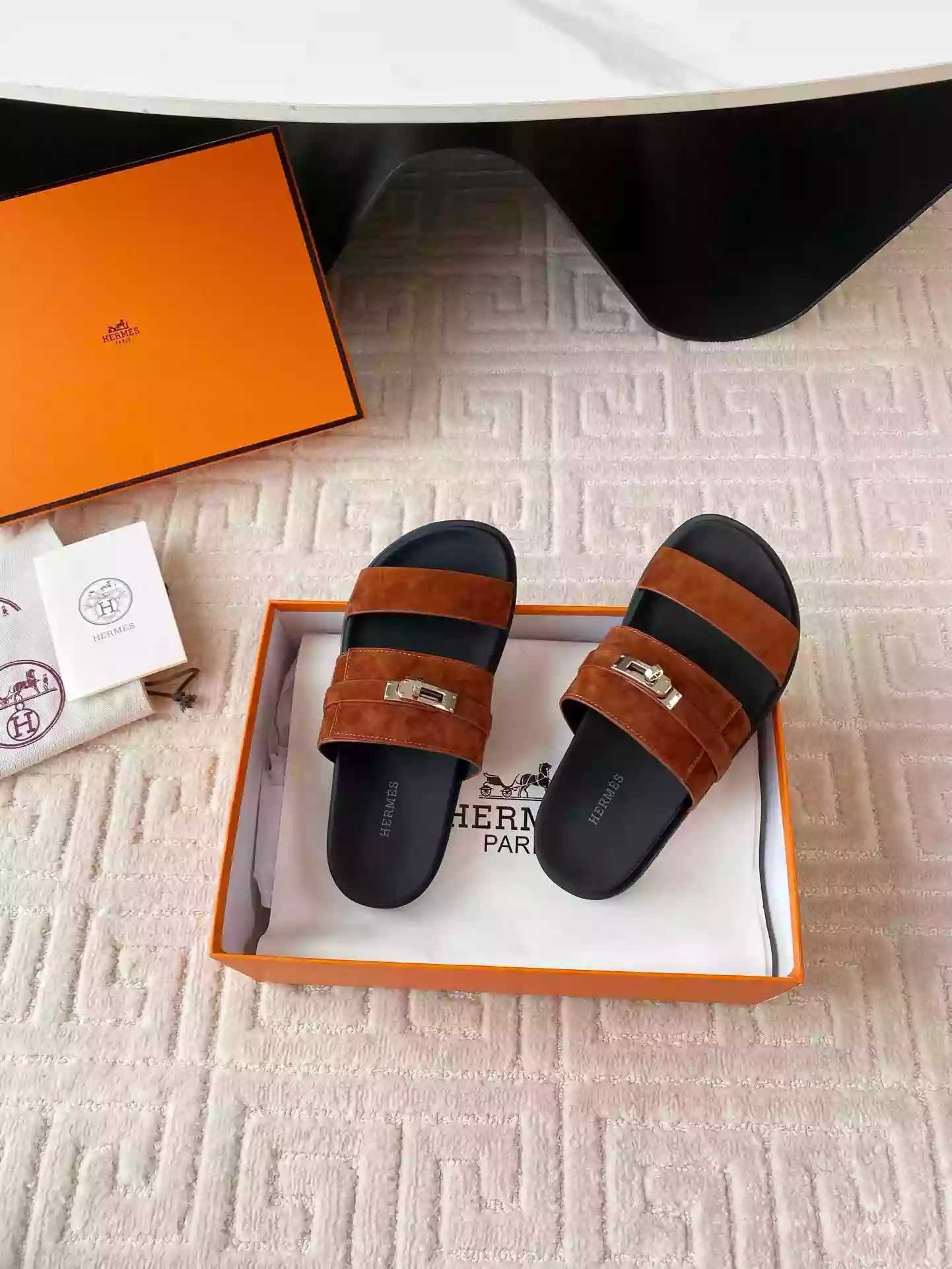 HERMES MEN'S JACKSON SANDAL IN BROWN SUEDE LEATHER - HMSD041