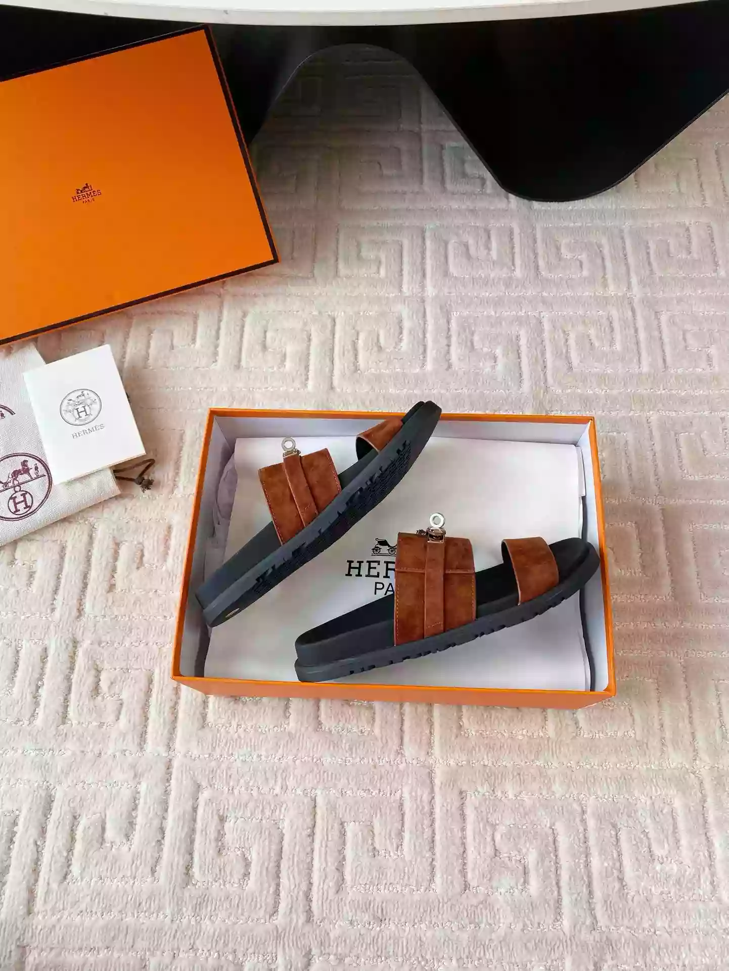 HERMES MEN'S JACKSON SANDAL IN BROWN SUEDE LEATHER - HMSD041