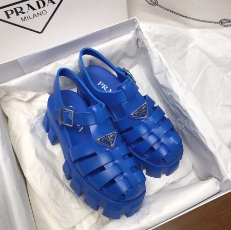 PRADA FOAM SANDALS IN BLUE RUBBER - PSD004