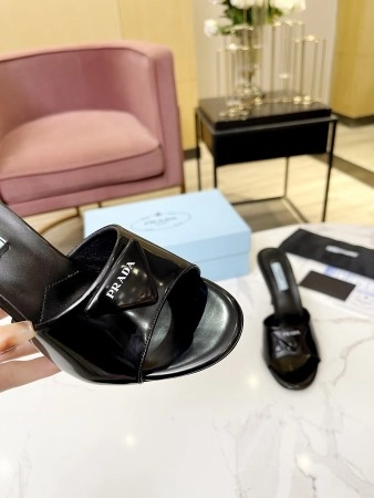 PRADA HEELED SANDALS 75MM IN BLACK BRUSHED LEATHER - PSD014