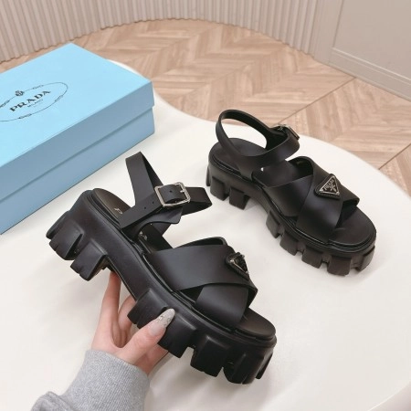 PRADA MONOLITH SANDALS IN BLACK RUBBER - PSD021