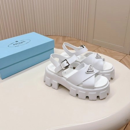 PRADA MONOLITH SANDALS IN WHITE RUBBER - PSD022