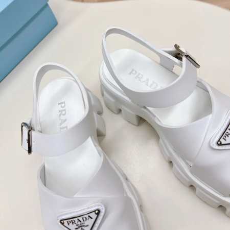 PRADA MONOLITH SANDALS IN WHITE RUBBER - PSD022