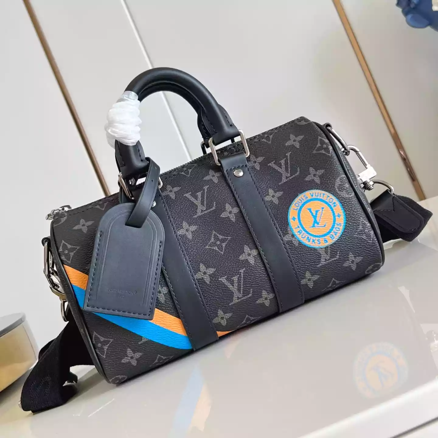 KEEPALL BANDOULIERE 25 BLACK MONOGRAM ECLIPSE - LW306 KEEPALL BANDOULIERE 25 BLACK MONOGRAM ECLIPSE