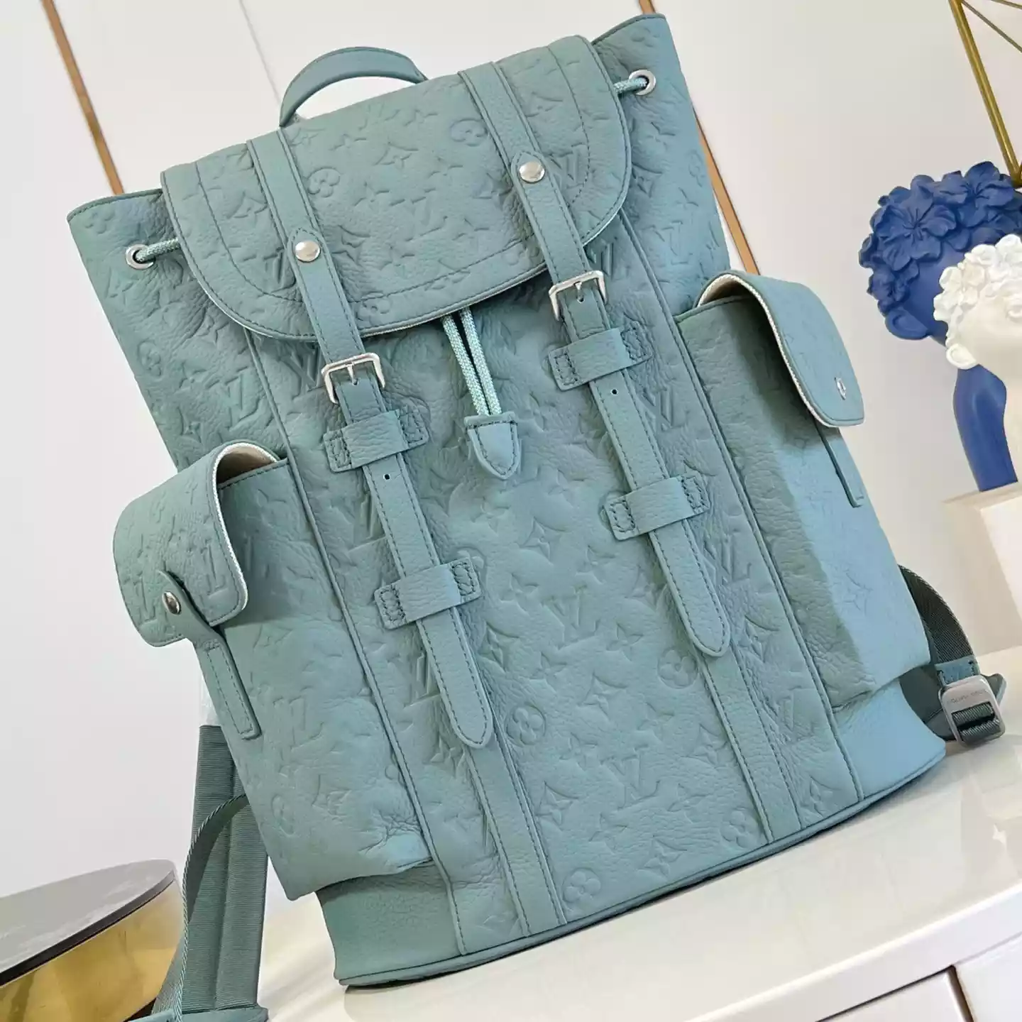 CHRISTOPHER MM BACKPACK MISTY LAKE GREEN MONOGRAM TAURILLON - LW310 CHRISTOPHER MM BACKPACK MISTY LAKE GREEN MONOGRAM TAURILLON