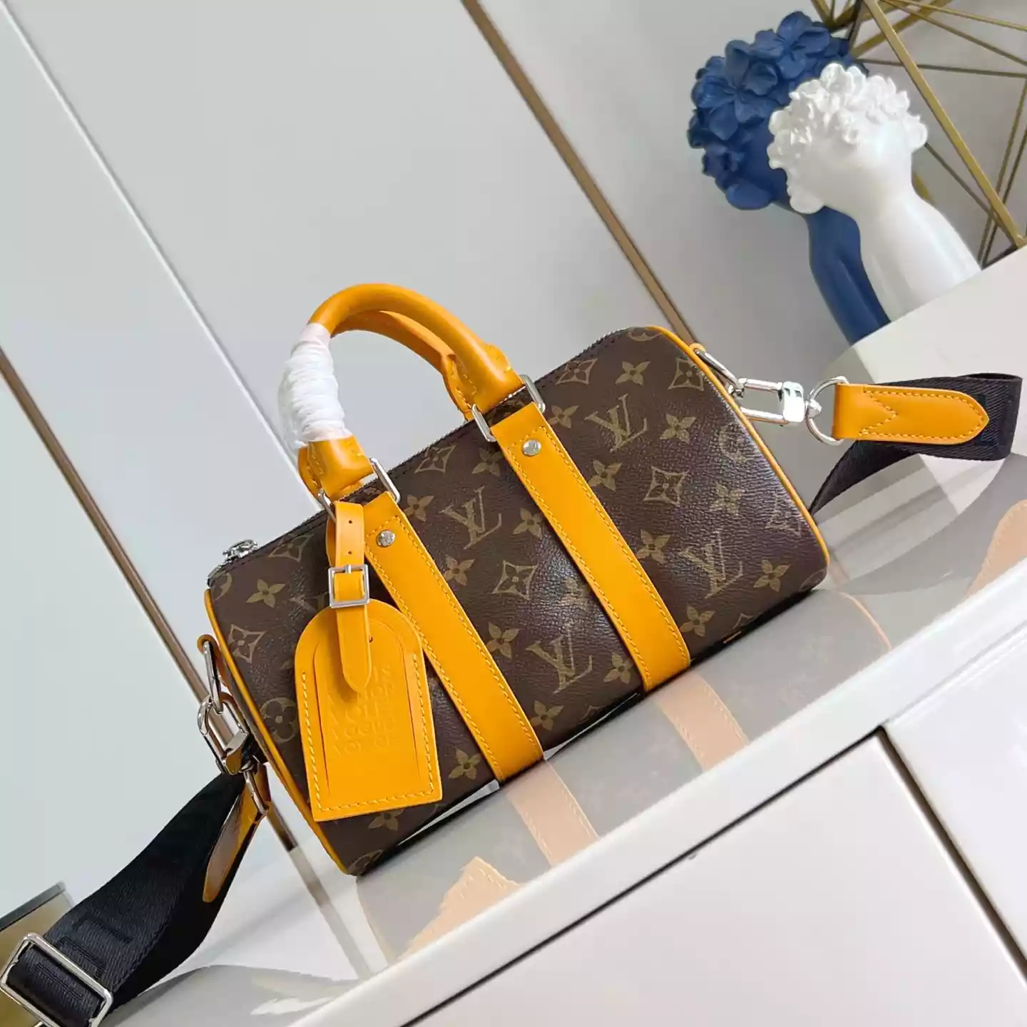 KEEPALL BANDOULIERE 25 BAG SAFRAN YELLOW MONOGRAM MACASSAR - LW301 KEEPALL BANDOULIERE 25 BAG SAFRAN YELLOW MONOGRAM MACASSAR