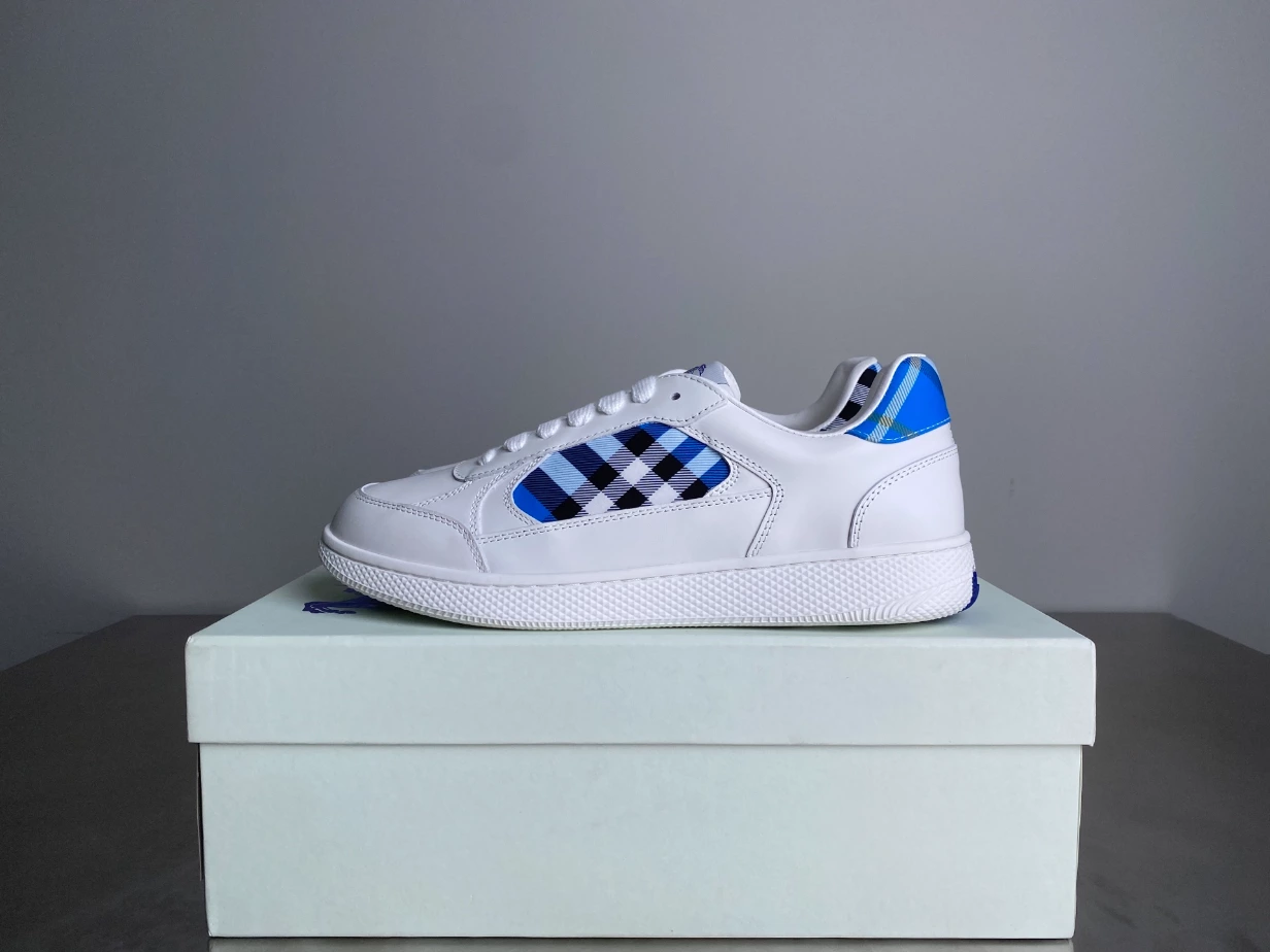 BURBERRY LEATHER AND CHECK TERRACE SNEAKERS - BBR035
