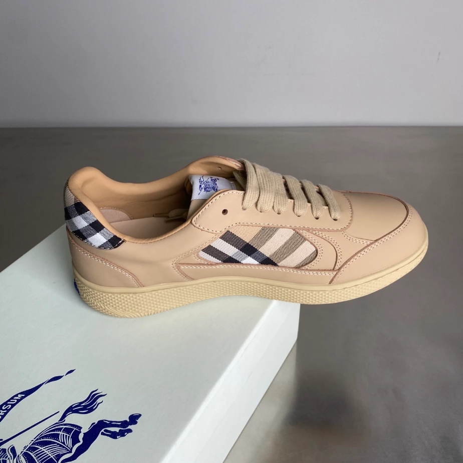 BURBERRY LEATHER AND CHECK TERRACE SNEAKERS - BBR036