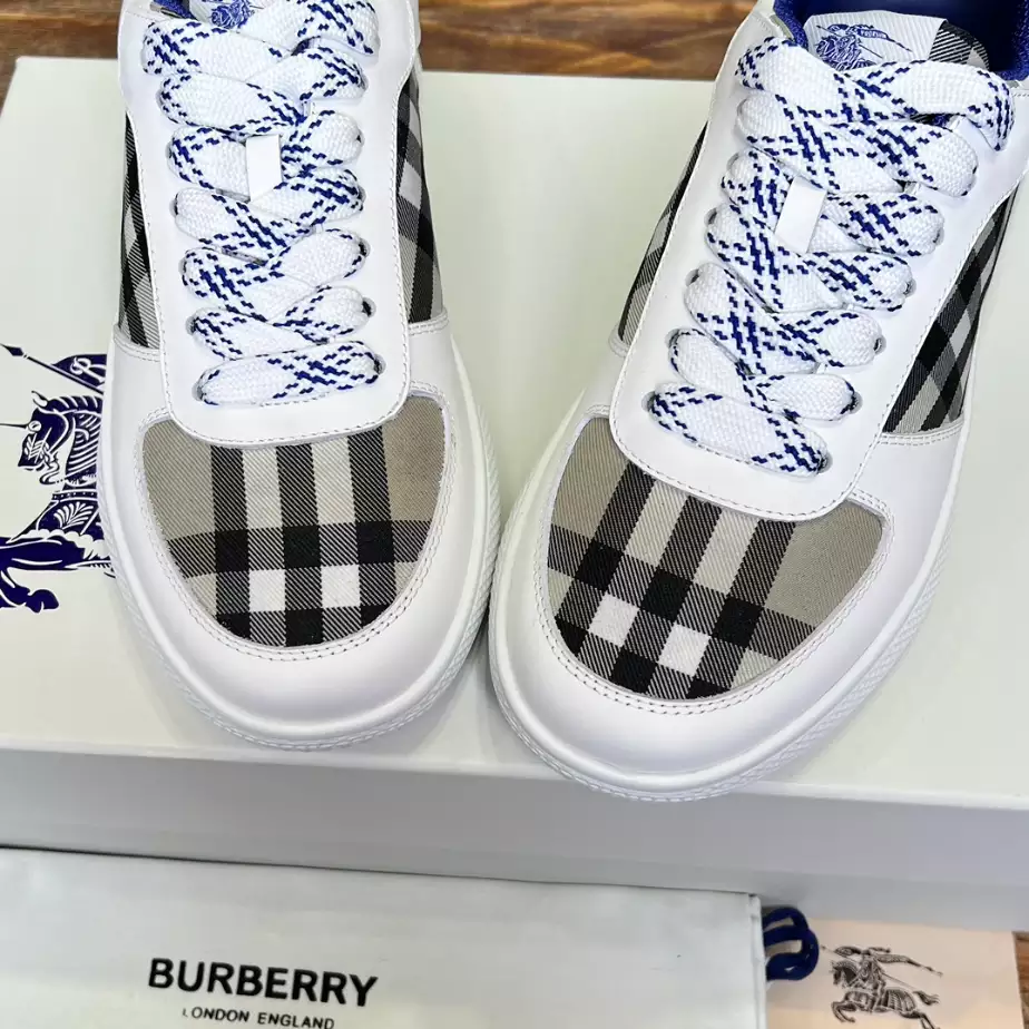 BURBERRY LEATHER AND CHECK TERRACE SNEAKERS - BBR082