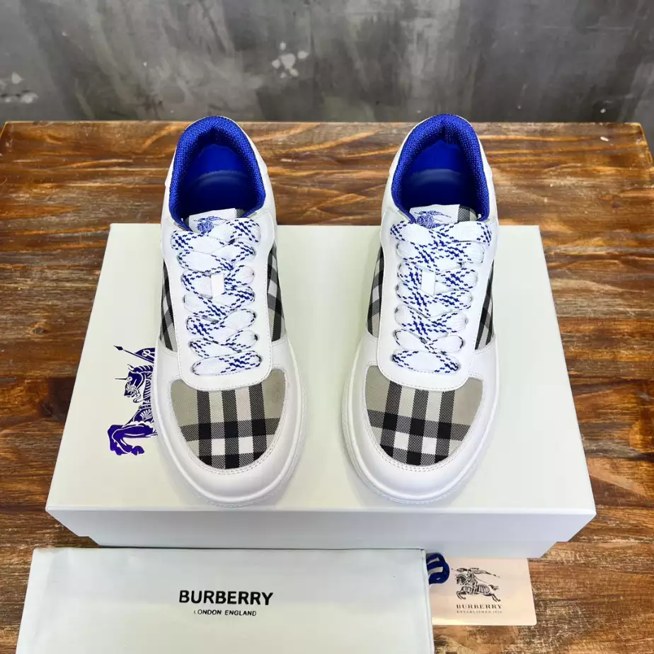 BURBERRY LEATHER AND CHECK TERRACE SNEAKERS - BBR082
