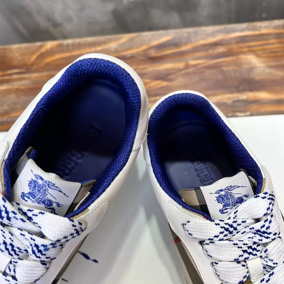 BURBERRY LEATHER AND CHECK TERRACE SNEAKERS - BBR083