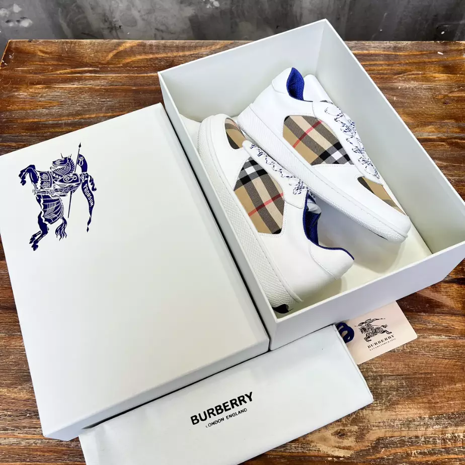 BURBERRY LEATHER AND CHECK TERRACE SNEAKERS - BBR083