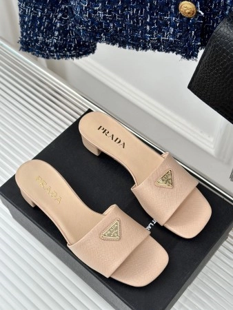 PRADA HEELED SANDALS 35MM IN BEIGE SAFFIANO LEATHER - PSD030