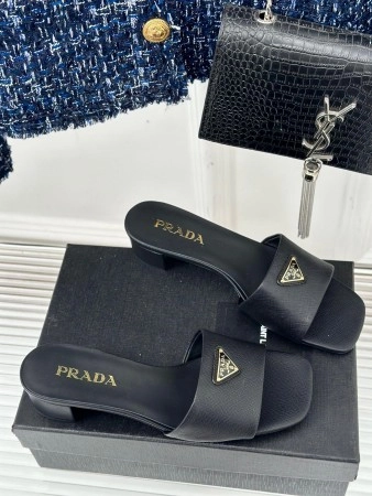 PRADA HEELED SANDALS 35MM IN BLACK SAFFIANO LEATHER - PSD031