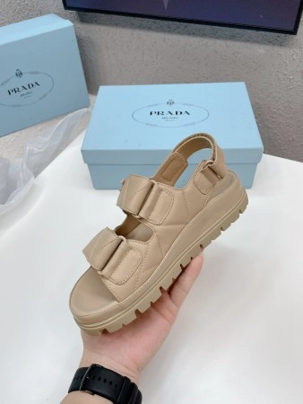 PRADA PADDED SANDALS IN BEIGE NAPPA LEATHER - PSD048