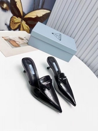 PRADA SABOTS MULES IN BLACK BRUSHED LEATHER - PSD054