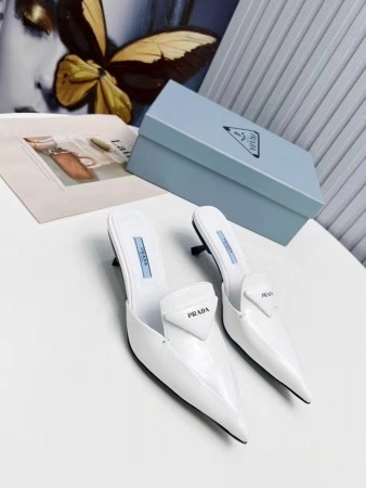 PRADA SABOTS MULES IN WHITE BRUSHED LEATHER - PSD055