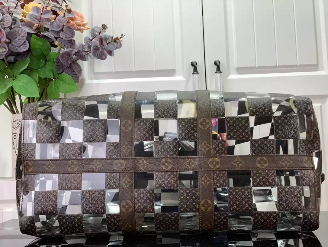 KEEPALL BAG IN WHITE, GREY AND BROWN - LW364 DISCOVERY BACKPACK PM SKY BLUE MONOGRAM CANVAS