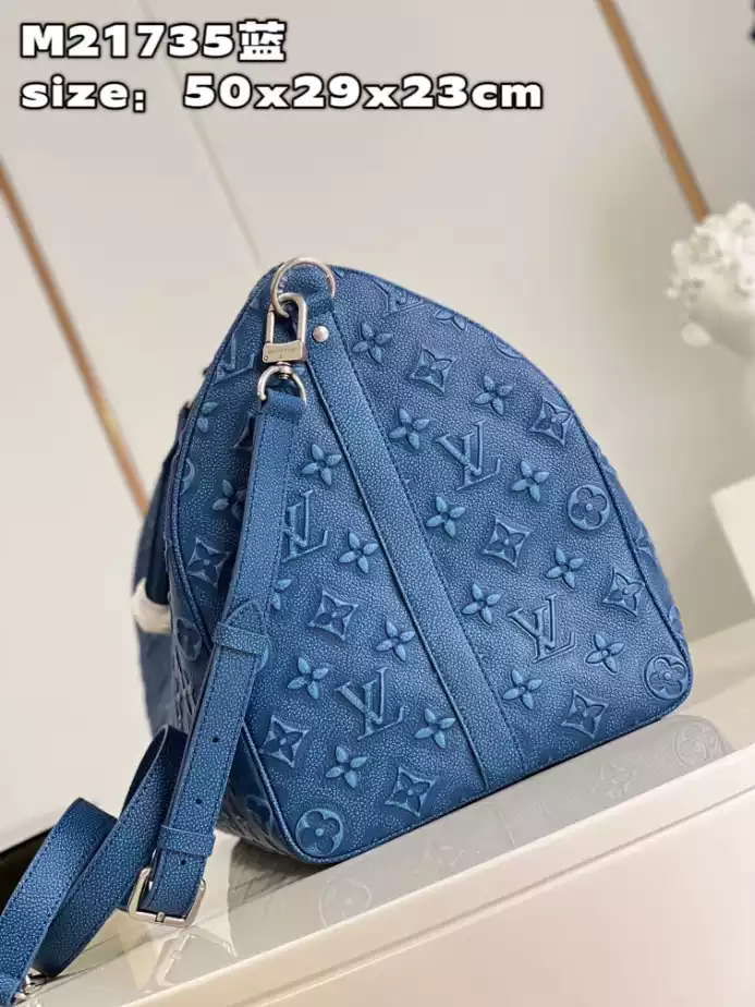 KEEPALL BANDOULIERE 50 DUFFLE BAG IN BLUE - LW360 DISCOVERY BACKPACK PM SKY BLUE MONOGRAM CANVAS