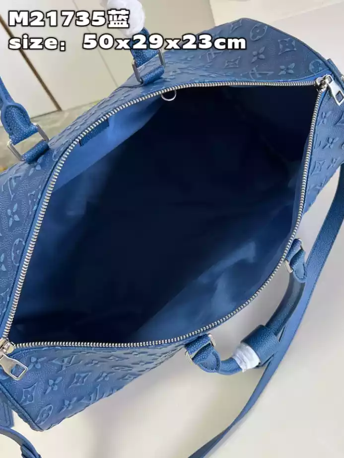 KEEPALL BANDOULIERE 50 DUFFLE BAG IN BLUE - LW360 DISCOVERY BACKPACK PM SKY BLUE MONOGRAM CANVAS