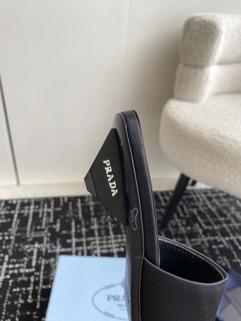 PRADA HEELED SLIDES 35MM IN BLACK SATIN - PSD066
