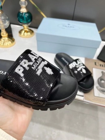 PRADA WOMEN'S SLIDES EMBROIDERED WITH SEQUINS - PSD081