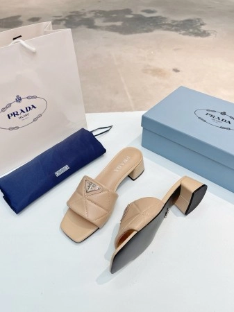 PRADA WOMEN'S SLIDES SANDALS 35MM IN BEIGE NAPPA LEATHER - PSD072