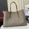 GUCCI GG CANVAS EMBLEM MAXI TOTE BAG BEIGE/BROWN 2025 - BG111 GUCCI GG CANVAS EMBLEM MAXI TOTE BAG BEIGE/BROWN 2025