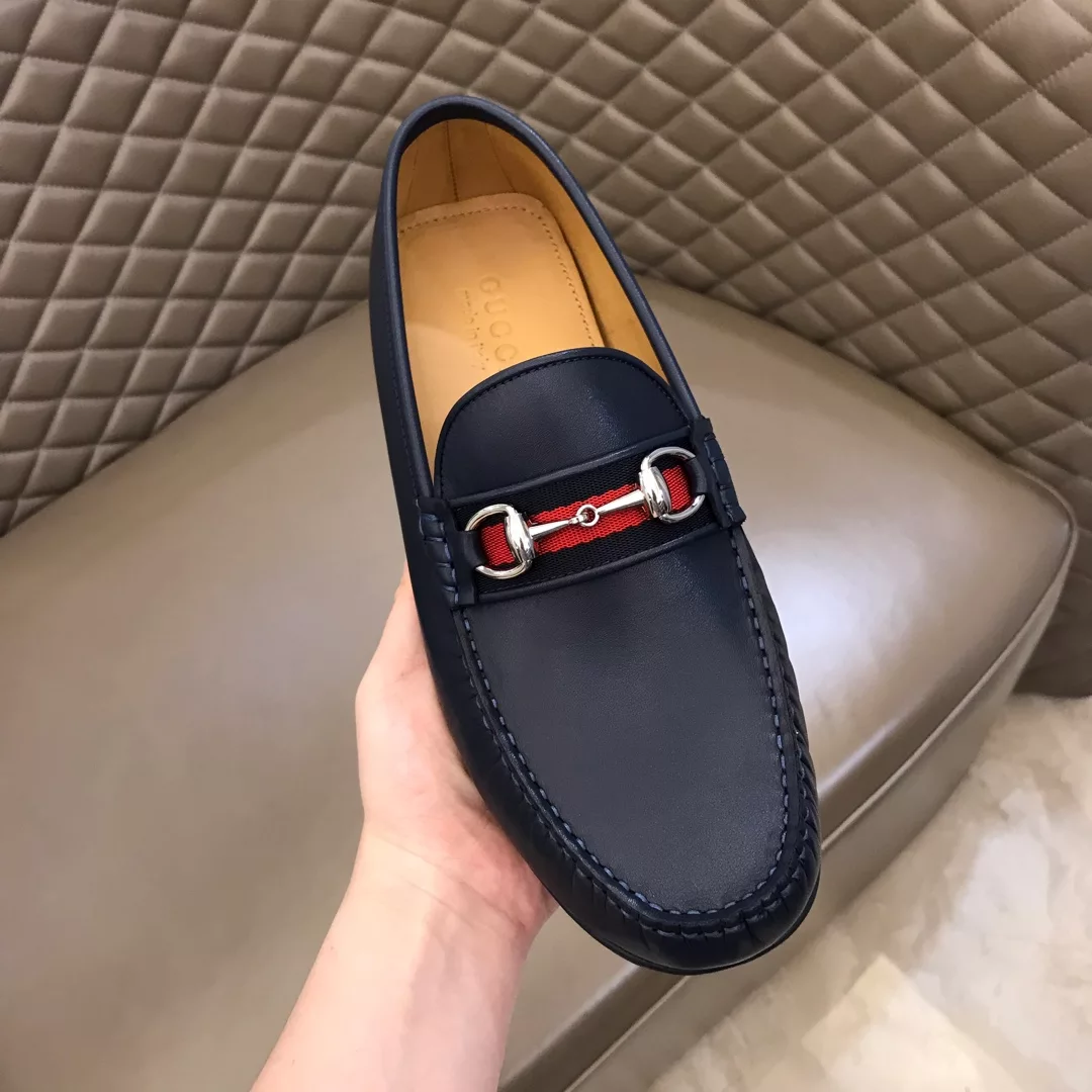 LEATHER DRIVER WITH WEB NAVY - GL118