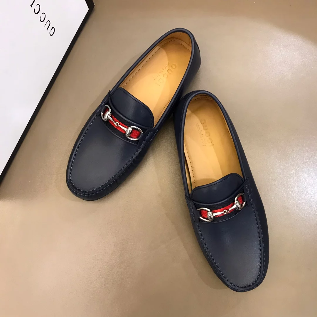 LEATHER DRIVER WITH WEB NAVY - GL118