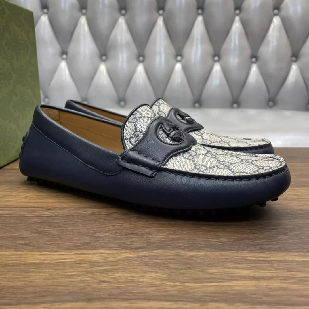 MEN'S INTERLOCKING G DRIVER BLUE LEATHER - GL108