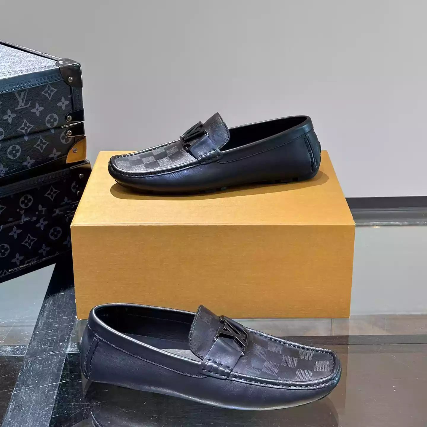 MONTE CARLO MOCASSIN BLACK DAMIER CANVAS - VL043