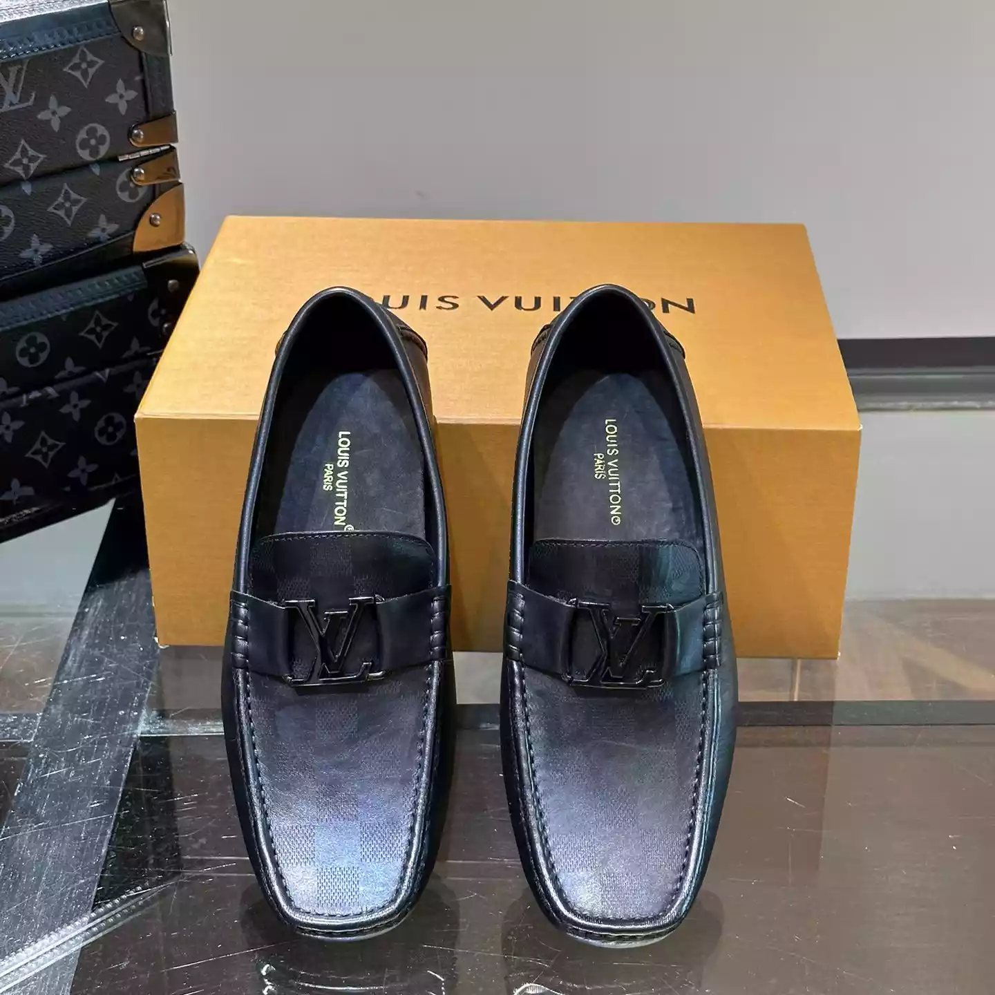MONTE CARLO MOCASSIN BLACK DAMIER CANVAS - VL043
