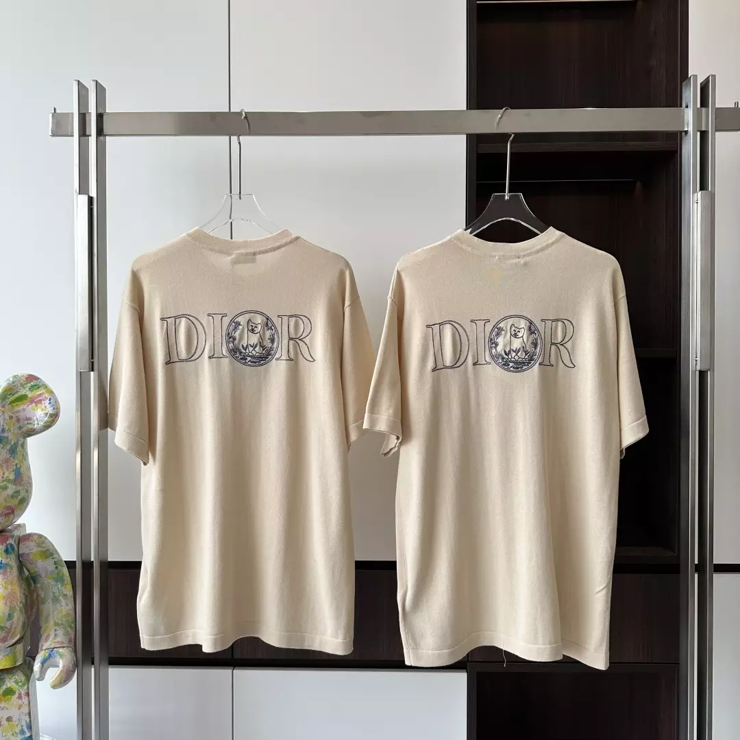 CD AND HYLTON NEL KNIT T-SHIRT, OVERSIZED FIT BEIGE COTTON AND SILK JERSEY - DOT047