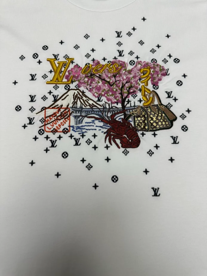 LOUIS VUITTON T-SHIRT - LVTS090 Damier Jacquard Short-Sleeved Crewneck - LVTS089