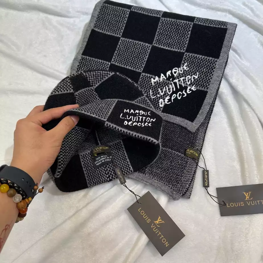 Louis Vuitton Scarf & Beanie Set